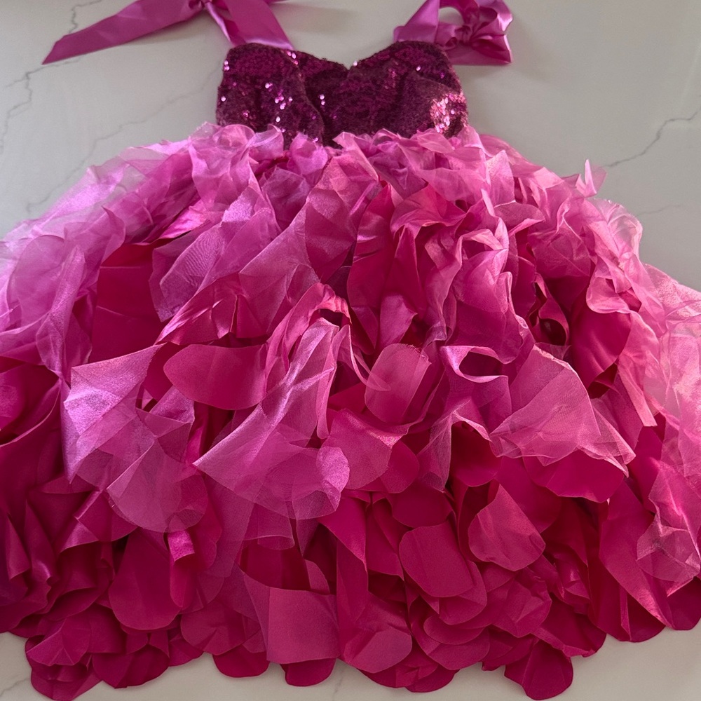 Pink Sequin and Ruffle Dress - Picture 3 of 4